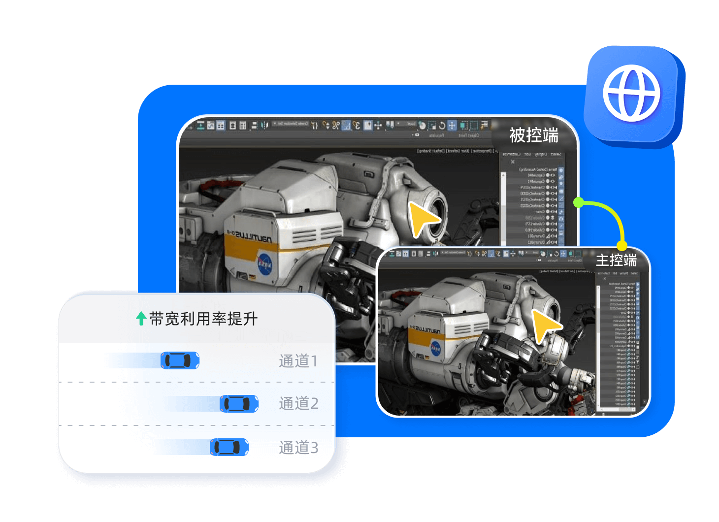 ToDesk 多通道带宽优化远程 3D 设计演示